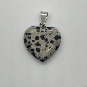 Dalmatian Jasper Heart Shape Stone Necklace